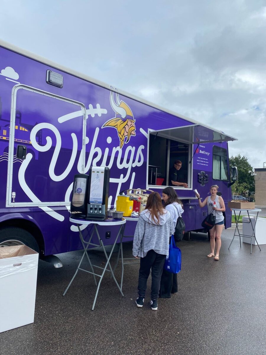 The Vikings food truck serves food people at resource fair